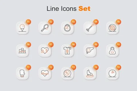 Set line Bowling ball, Skates, Billiard pool snooker, Heart rate, Boxing gl.. Stock Illustration