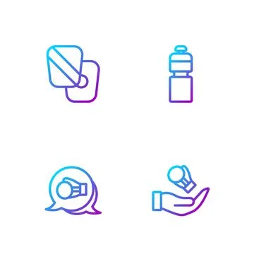 Set line Boxing glove, training paws and Fitness shaker. Gradient color icons 스톡 일러스트
