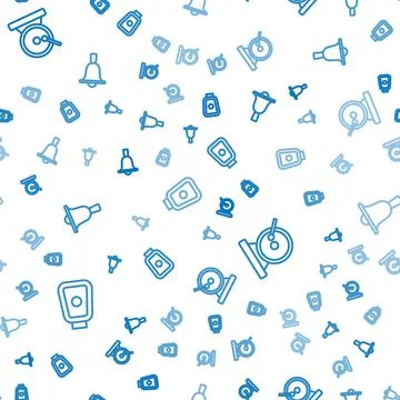 Set line Boxing training paws, gong and bell on seamless pattern. Vector Stock Illustration