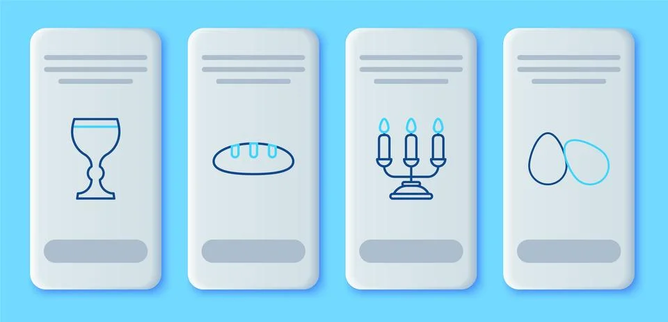 Set line Bread loaf, Candelabrum with candlesticks, Wine glass and Easter e.. Stock Illustration