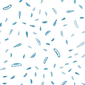 Set line Bread loaf, Hotdog sandwich and Corn on seamless pattern. Vector Stock Illustration