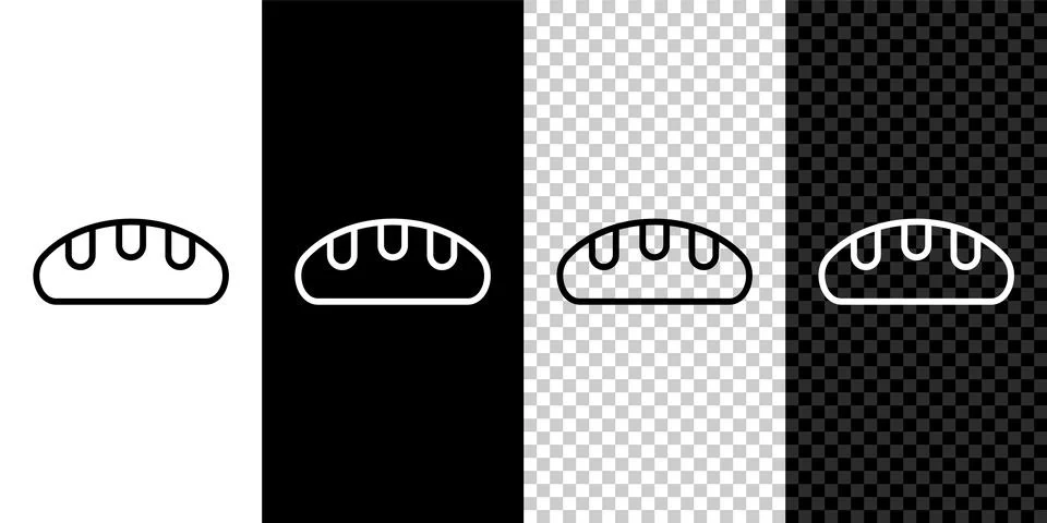Set line Bread loaf icon isolated on black and white background. Vector 스톡 일러스트
