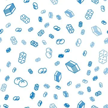 Set line Bread loaf, Piece of cake and Cracker biscuit on seamless pattern Illustrazione stock