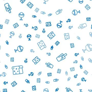 Set line Bread toast, Ice cream and in the bowl on seamless pattern. Vector Illustrazione stock