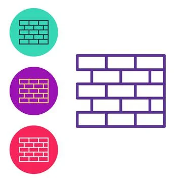 Set line Bricks icon isolated on white background. Set icons colorful. Vector Stock Illustration