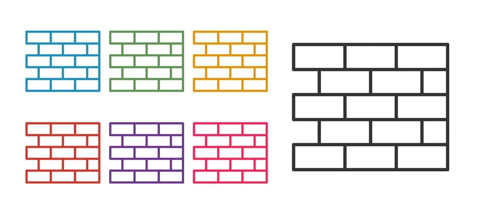 Set line Bricks icon isolated on white background. Set icons colorful. Vector Stock Illustration