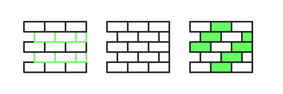 Set line Bricks icon isolated on white background.  Vector Stock Illustration