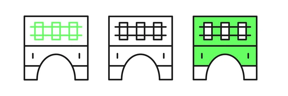Set line Bridge for train icon isolated on white background.  Vector 스톡 일러스트