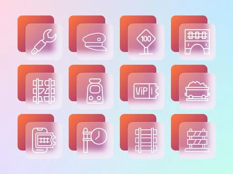 Set line Bridge for train, Train station clock, ticket, Railway, railroad t.. イラスト素材