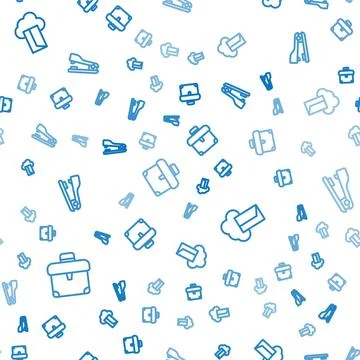 Set line Briefcase, Cloud database and Stapler on seamless pattern. Vector Illustrazione stock