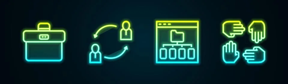 Set line Briefcase, Human resources, Browser files and Project team base Illustrazione stock