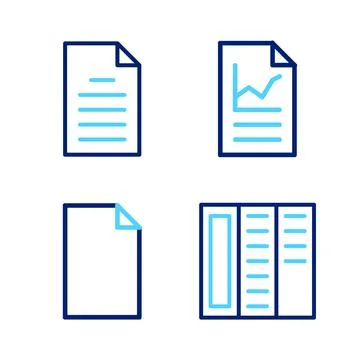 Set line Brochure, Empty document, Document with graph chart and File icon... Stockillustratie