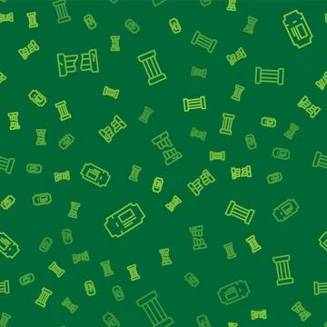 Set line Broken ancient column, Museum ticket and Ancient on seamless pattern Stock Illustration