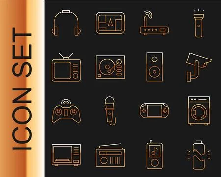 Set line Broken battery, Washer, Security camera, Router and wi-fi signal, Vinyl イラスト素材