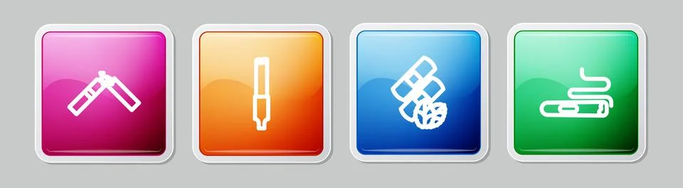 Set line Broken cigarette, Cigarette, Medical nicotine patches and . Colorful Stock Illustration