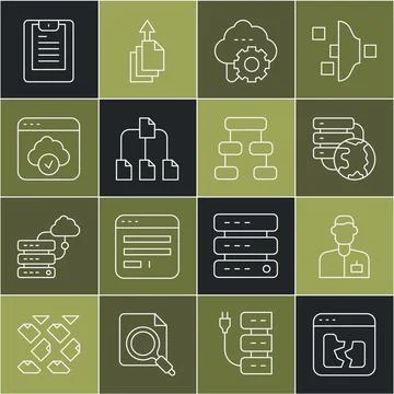 Set line Broken file, Analyst engineer, Network cloud connection, Cloud Stock Illustration
