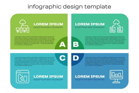 Set line Broken file, Computer network, Monitor with graph chart and Cloud Stock Illustration