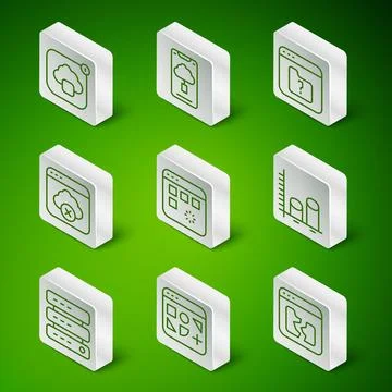 Set line Broken file, Different files, Cloud technology data transfer, Load.. Stockillustratie