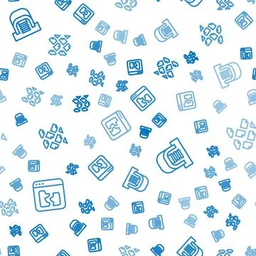 Set line Broken file, Hangar with servers and Data stream on seamless pattern Stock Illustration