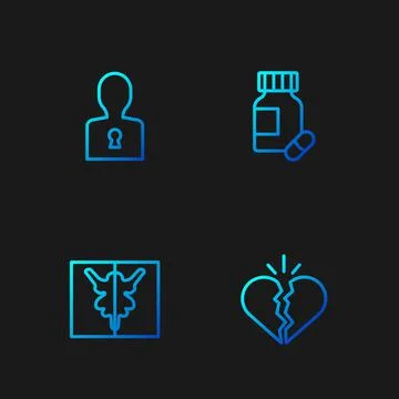 Set line Broken heart or divorce, Rorschach test, Solution to the problem and 스톡 일러스트