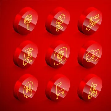Set line Broken heart or divorce, Head with, Solution to the problem, Metronome Illustrazione stock
