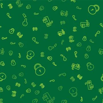 Set line Broken key, Lock and Digital door lock on seamless pattern. Vector Stock Illustration