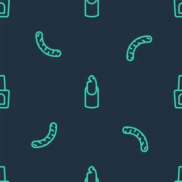 Set line Broken nail, Nail file and Bottle of polish on seamless pattern. V.. Illustrazione stock