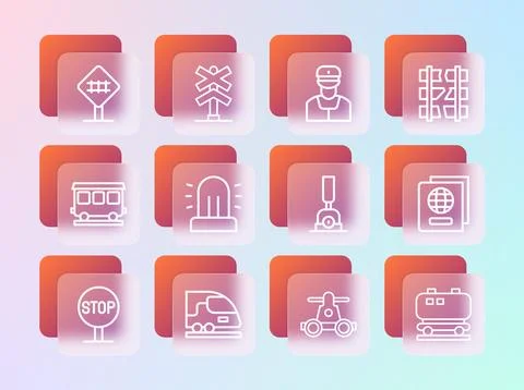 Set line Broken or cracked railway, High-speed train, Arrow for switching t.. Stock Illustration