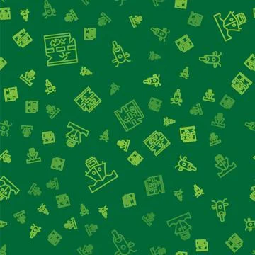Set line Broken road, Cargo ship and Scooter on seamless pattern. Vector Stock Illustration