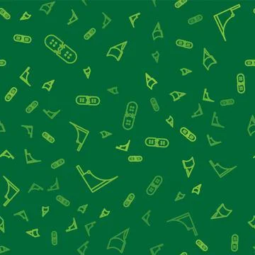 Set line Broken skateboard deck, Skate park and on seamless pattern. Vector 스톡 일러스트