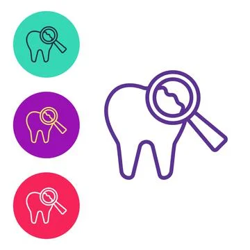 Set line Broken tooth icon isolated on white background. Dental problem icon Illustrazione stock