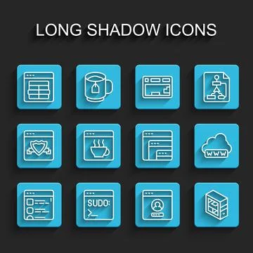 Set line Browser files, Code terminal, MySQL code, Create account screen 스톡 일러스트