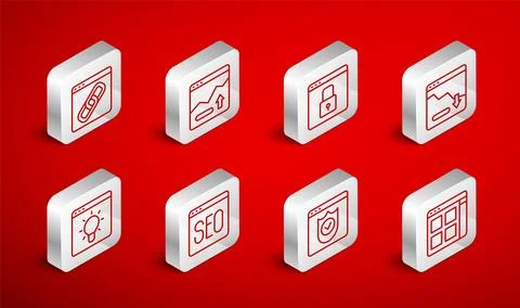 Set line Browser files, Financial growth increase, Secure your site with HT.. Stock Illustration