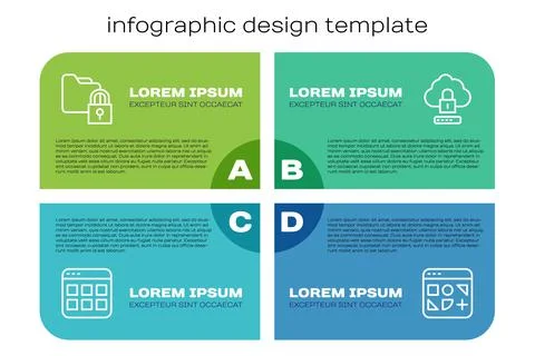 Set line Browser files, Folder and lock, Different and Cloud computing. Business Illustrazione stock