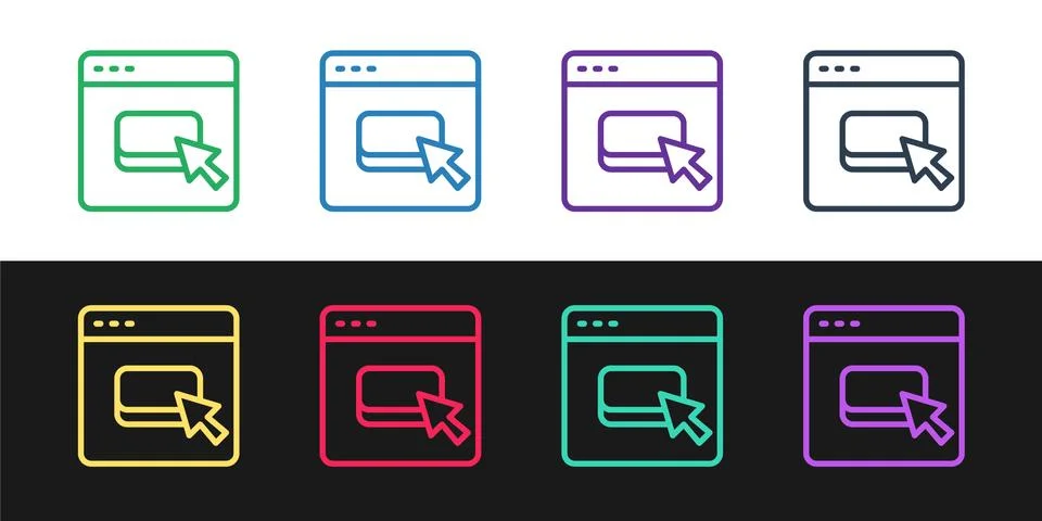 Set line Browser files icon isolated on black and white background. Vector Illustrazione stock