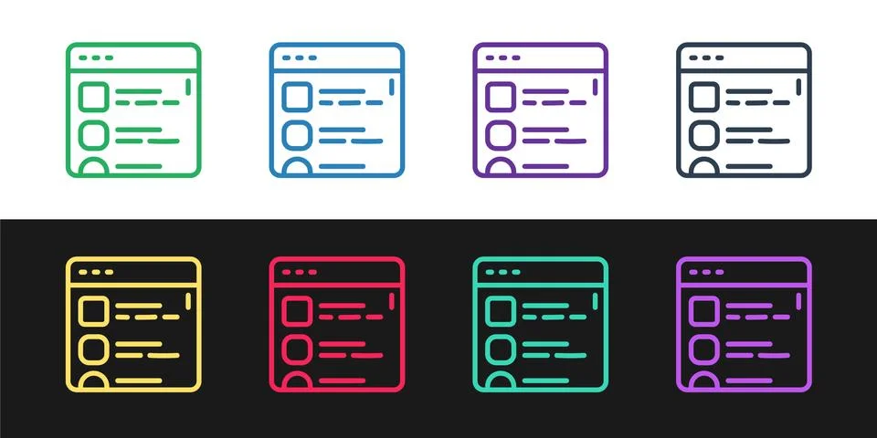 Set line Browser files icon isolated on black and white background. Vector Stockillustratie