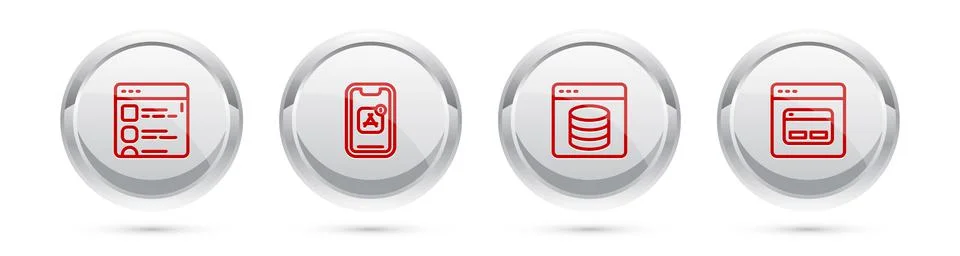 Set line Browser files, Mobile Apps, Server, Data, Web Hosting and Search engine Stock Illustration