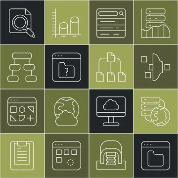 Set line Browser files, Network cloud connection, Filter setting, Search engine イラスト素材