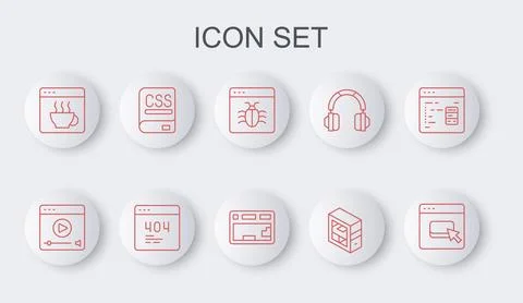 Set line Browser files, Online play video, System bug, Computer, Software, .. 스톡 일러스트