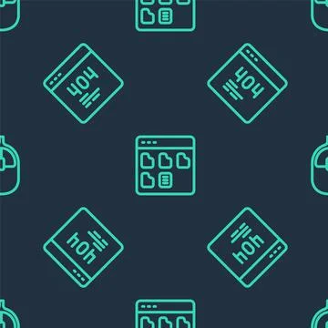 Set line Browser files, Page with a 404 error and Computer mouse on seamless Stock Illustration