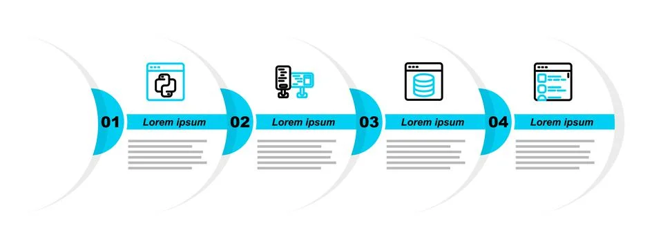 Set line Browser files, Server, Data, Web Hosting, Computer monitor screen and Stock Illustration