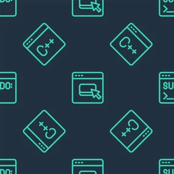 Set line Browser files, Software and Code terminal on seamless pattern. Vector Stock Illustration