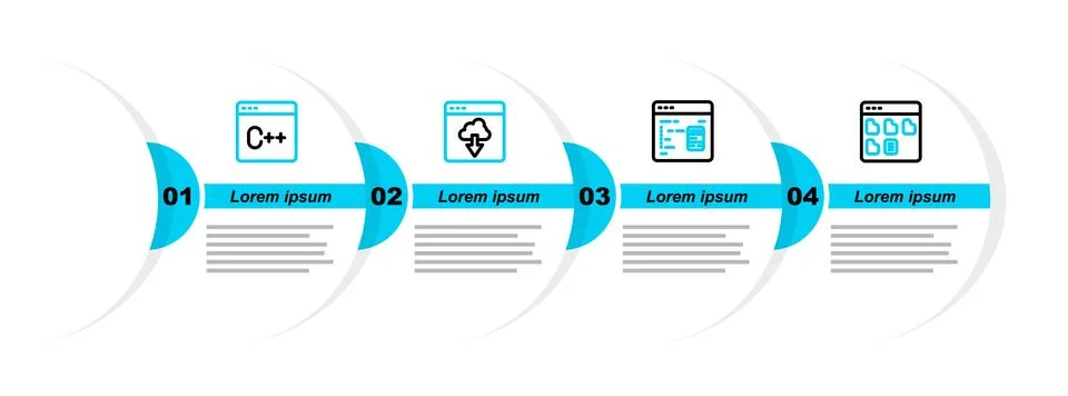 Set line Browser files, Software, Cloud technology data transfer and icon Stock Illustration