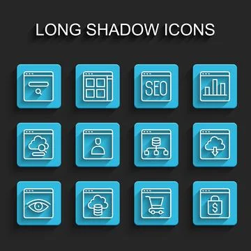 Set line Browser incognito window, Cloud technology data transfer, Search engine Illustrazione stock