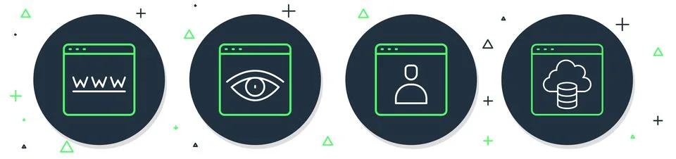 Set line Browser incognito window, Create account screen, and Cloud technology イラスト素材