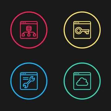 Set line Browser setting, Cloud technology data transfer, Secure your site with イラスト素材