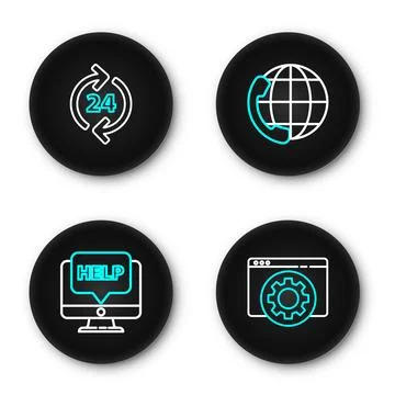 Set line Browser setting, Computer monitor and help, Telephone 24 hours sup.. 库存插图