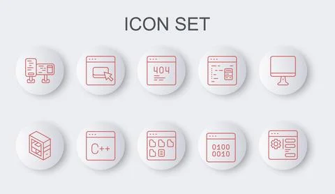 Set line Browser setting, Computer, Page with a 404 error, Binary code, mon.. イラスト素材