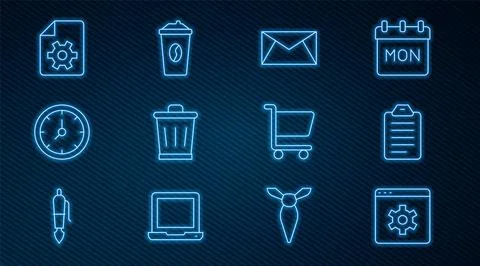 Set line Browser setting, To do list or planning, Mail and e-mail, Trash can, Ilustración de archivo