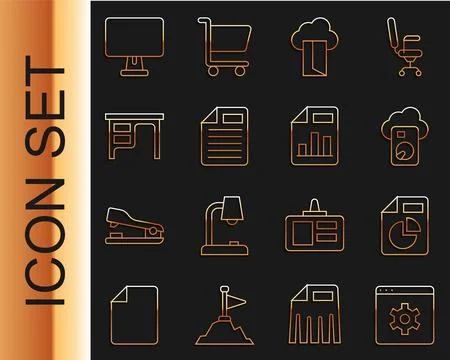 Set line Browser setting, Document with graph chart, Cloud database, File Stock Illustration